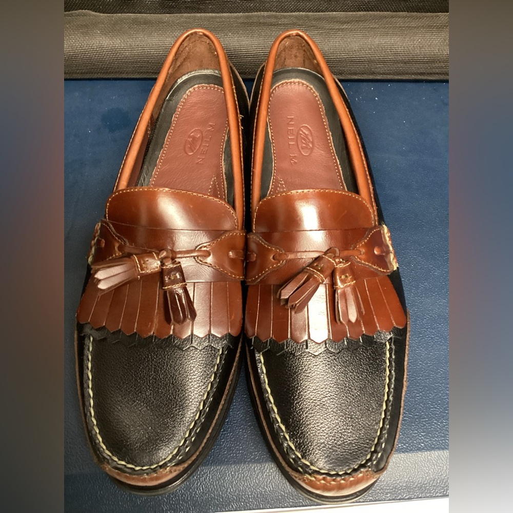 Neil M Two-Tone Brown and Black Loafers Size15 XXW